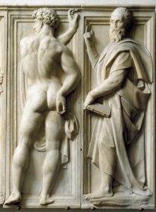 Prophete and Ignudo Lav marmorrelief af Baccio Bandinelli (1493-1560)