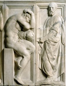 Profeten og Ignudo Lavt marmorrelief af Baccio Bandinelli (1493-1560) af Baccio Bandinelli