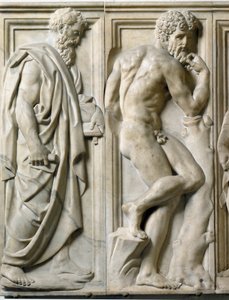 Profeten og Ignudo Lavt marmorrelief af Baccio Bandinelli (1493-1560) af Baccio Bandinelli