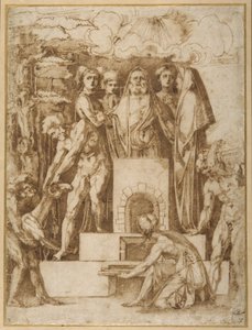 The Sacrifice of Noah (pen og brunt blæk på hvidt papir) af Baccio Bandinelli