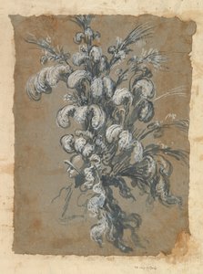 Design til en overdådig hovedbeklædning med fjer på en hjelm, ca. 1620-56.