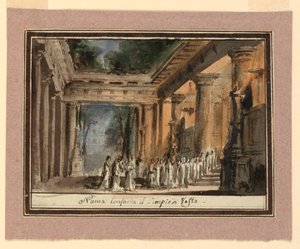 Design til indstilling af indvielse af antikke tempel af Baldassare Cavallotti
