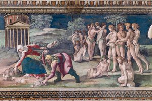 Deucalion og Pyrrha, der kaster med sten