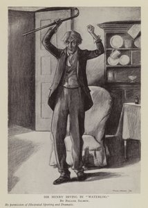 Den engelske skuespiller Henry Irving i Arthur Conan Doyles skuespil Waterloo (litografi)