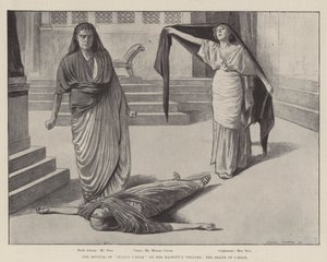 Genopførelsen af "Julius Cæsar" på Hendes Majestæts Teater, Cæsars død (kobberstik)