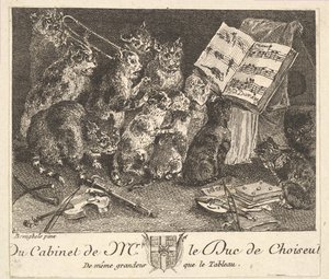 Koncert af katte, efter maleriet i samlingen af Duc de Choiseul, før 1771.
