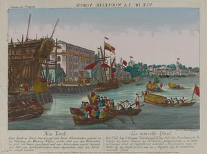 ?Udsigt over New York?, omkring 1776 af Balthasar Friedrich Leizelt