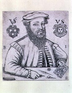 Portræt af Virgilius Solis (1514-62) tysk trykkeri af Balthasar Jenichen