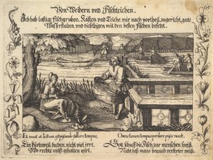 Af damme og fiskedamme, illustration fra Petrarch, Glück und Unglück Spiegel, figur..., 1652. af Balthasar Schwan