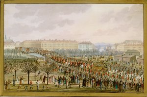 Kejserinde Karoline Augusta, fjerde hustru til kejser Franz I, ankommer til Wien den 10. november ... (gouache)