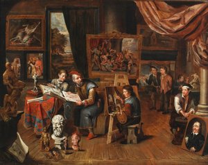 En kunstners atelier af Balthasar van den Bossche