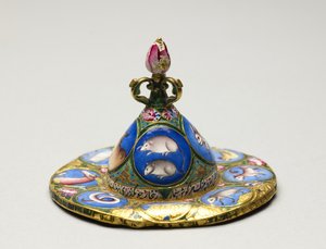 Skål med låg, underkop og ske med astrologisk dekoration, begyndelsen af 1800-tallet