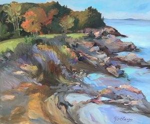 Maine Coast, ca. 1980-95 (olie på lærred) af Barbara Cleary