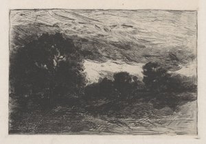 Landskab med træer og stormfuld himmel af Barbara Elisabeth van Houten
