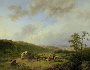 Landskab med et truende regnvejr af Barend Cornelis Koekkoek