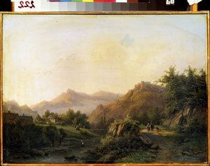 Landskab med en måde. Maleri af Barend Cornelis Koekkoek (1803-1862). Olie på lærred. hollandsk kunst. M. Kroshitsky kunstmuseum, Sevastopol (Sevastopol), Ukraine af Barend Cornelis Koekkoek