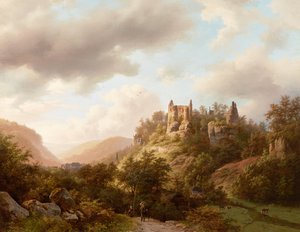 Udsigt over Larochette Castle, 1848.
