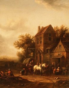 To Ryttere ved en Smedesmedje af Barend Gael or Gaal