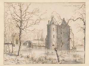 Udsigt over Frisselstein Slot, Veghel af Barend Klotz (attributed to)