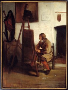 En ung maler i sit værksted Maleri af Barent Fabritius (1624-1673)