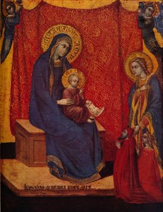 The Madonna Enthroned and Two Donors in Adoration, 1374 af Barnaba da Modena