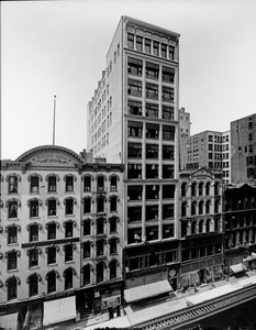 Clifton House, Thomas Church-bygningen og J. P. Atwater-bygningen, Chicago, Illinois, USA, ca. 1900 (s/h-foto) af Barnes and Crosby