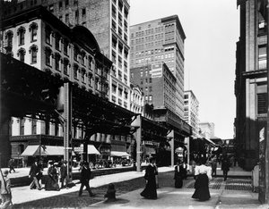 Forhøjede spor på Wabash Avenue, Chicago, Illinois, USA
