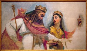 Clovis og Clothilde; Clovis I, frankernes konge (466-511) og hans kone Clothilde (St. Clothilde) (475-545), som omvendte ham til den katolske tro.