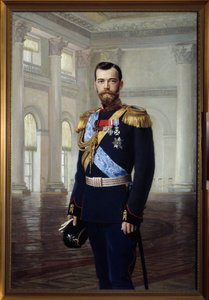 Portræt af zar Nicholas II af Rusland i 1900 (1868-1918) maleri af Ernest Karlovich Liphart (1847-1932) Statens Friluftsmuseum Tsarskoye Selo, Skt. Petersborg. af Baron Ernest Friedrich von Liphart