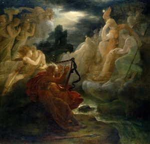 På bredden af Lora fremmaner Ossian en ånd med lyden af sin harpe, ca. 1811