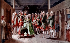 Den russiske imponer Elisabeth Iere Petrovna (1709-1762) på dagen for sin fest og sin fremtid på den kejserlige trone, sværger soldater til hendes loyalitet. af Baron Mikhail Petrovich Klodt von Jurgensburg