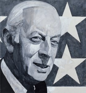 Portræt af Alistair Cooke, illustration til The Listener, 1970
