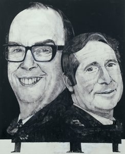 Portræt af Morecambe og Wise, illustration til The Listener, 1970