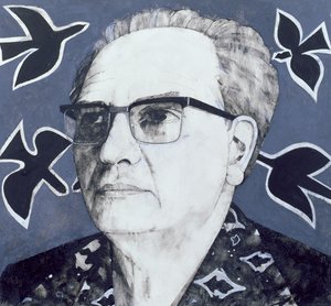 Portræt af Olivier Messiaen, illustration til The Sunday Times, 1970