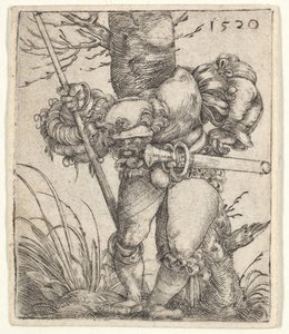 Bøjende soldat lænet mod et træ, 1520. af Barthel Beham