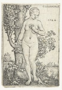 Cleopatras død med slange ved et figentræ Cleopatra (titel på objekt) af Barthel Beham