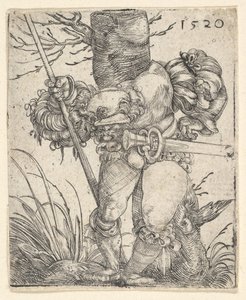 Fodsoldat foran et træ, midten af 1600-tallet. af Barthel Beham