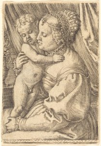 Madonna med blomstervase af Barthel Beham