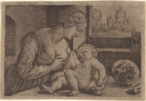 Madonna med kranium af Barthel Beham