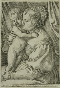 Jomfruen med barnet og vasen af Barthel Beham