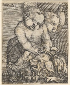 To drenge leger med en hund, midten af 1500-tallet. af Barthel Beham