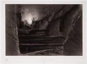 Udsigt taget i minerne i Wieliczka, Polen, 20. marts 1840, indgraveret af Sabatier (tonet litho) af Barthelemy after Lauvergne