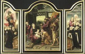 Triptykon med tilbedelsen af vismændene af Bartholomäus Bruyn (I) (manner of)
