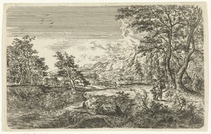 Landskab med mand og dreng af Bartholomäus Ignaz Weiss (attributed to)