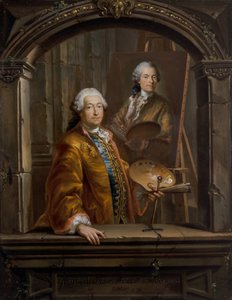 Portræt af Georges Desmarées ved sit staffeli og maler et portræt af Johann Christian Thomas Winck