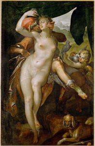 Venus og Adonis, ca. 1595 (maleri på lærred) af Bartholomaeus Spranger