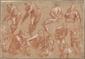 Figurstudier af Bartholomaeus Spranger after Jacopo Tintoretto