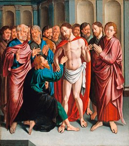 ""The Incredulity of St. Thomas"" Maleri af Bartholomaeus (Barthel) Bruyn siger førstnævnte (1493-1555), - Olie på træ Dim 62x56 cm Staatliche Museen, Berlin