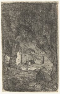 Det indre af en hule Hulen ved Valmontane. Romerske ruiner (serietitel) Verscheyden gik ind i forfalden bygning Soo as buyten Romen (serietitel) af Bartholomeus Breenbergh