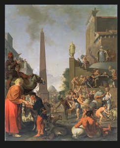 Joseph distribuerer majs i Egypten, 1655 af Bartholomeus Breenbergh